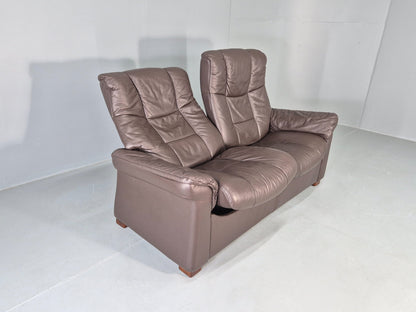 Vintage Stressless 2 Seat Sofa Brown Leather Buckingham Range 1990s  Eb13055