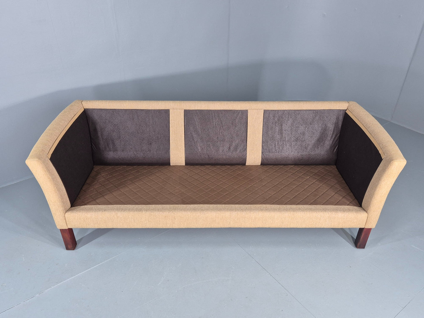 Vintage 3 Seater Sofa Danish Design 1980s Wool upholstery Retro MCM EB12543