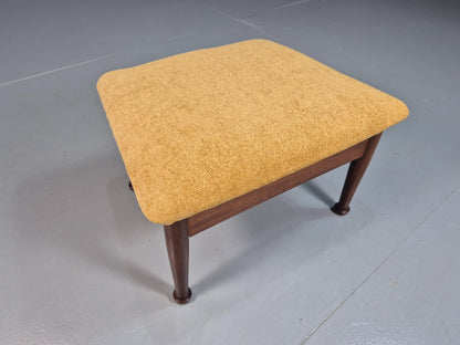 Vintage Mid Century Footstool Teak Guy Rogers 1960s Retro Gold EB07909