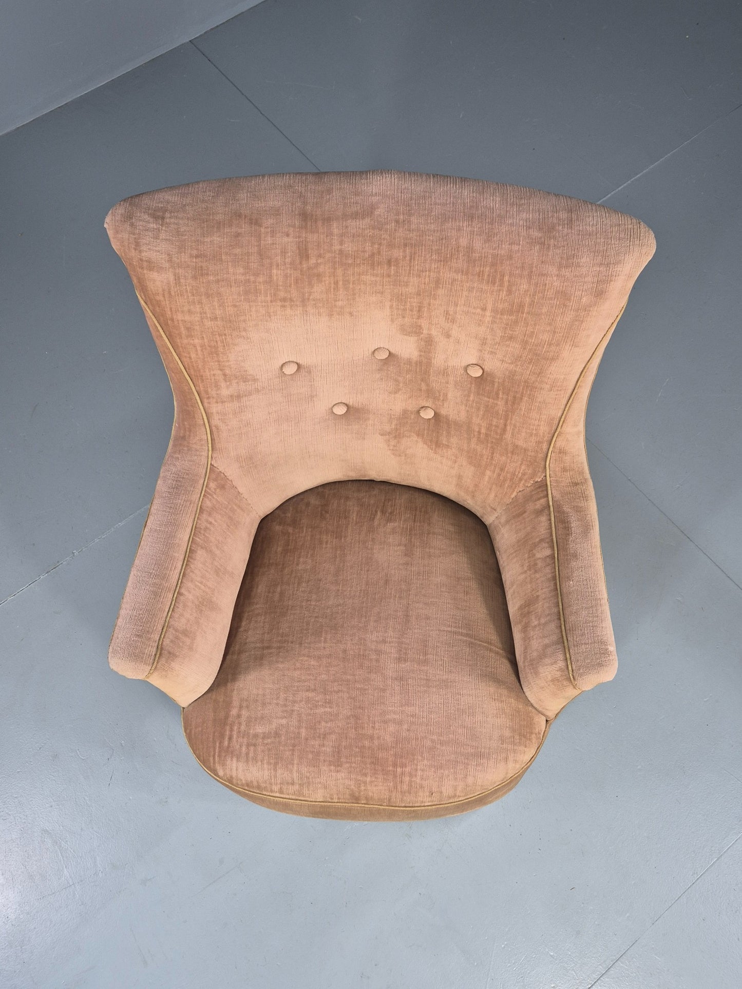 Antique Tub Chair Danish Peach Velour Upholstery 1900s  EB11934