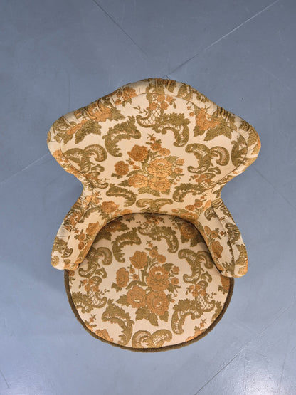 Danish 1970s Rococo Revival Bedroom Chair Gold Velour Moquette Retro EB12741