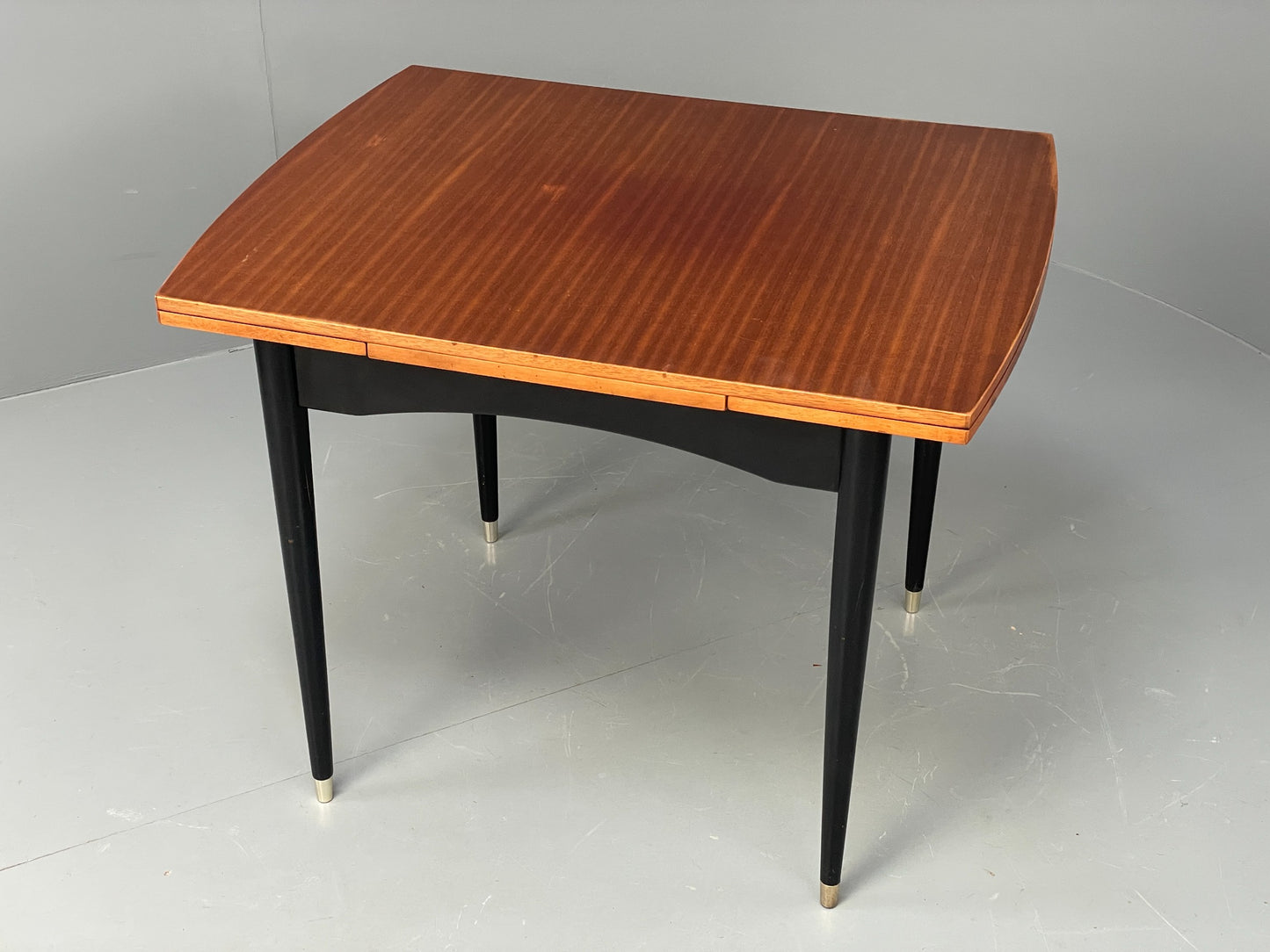 Vintage 1960s Dining Table And 4 Chairs Teak Black Gold Velour EB12085