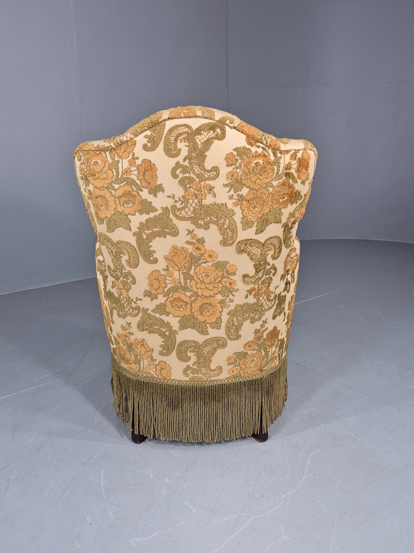 Danish 1970s Rococo Revival Bedroom Chair Gold Velour Moquette Retro EB12741
