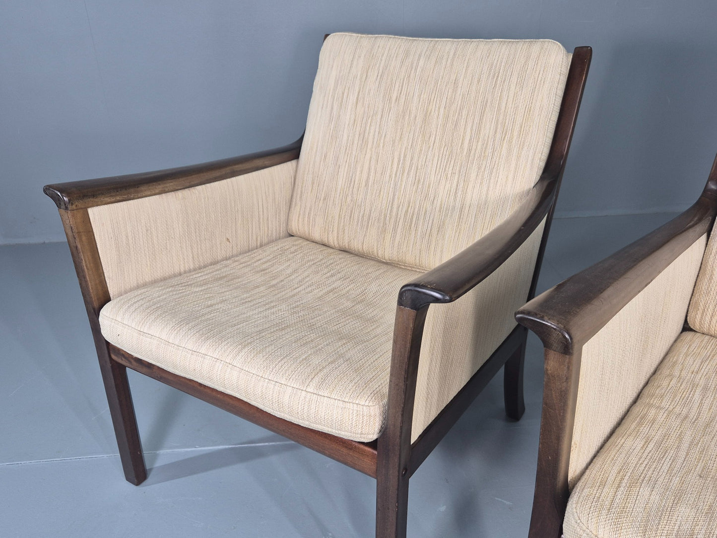2 Vintage Ole Wanscher Mid Century Lounge Chairs P Jeppesen 1960s Retro EB12319