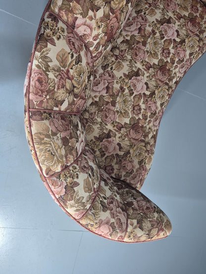 2 Seater Banana Sofa Vintage Danish Art Deco Floral Upholstery  EB10788 V2SS