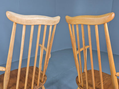 2 Ercol Goldsmith Elbow Chairs Blonde Wood 1960s Retro MCM  EB12544