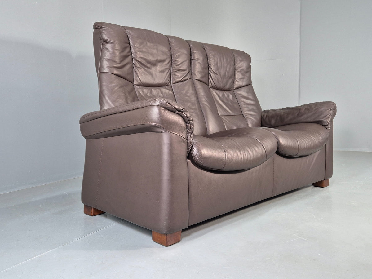 Vintage Stressless 2 Seat Sofa Brown Leather Buckingham Range 1990s  Eb13055