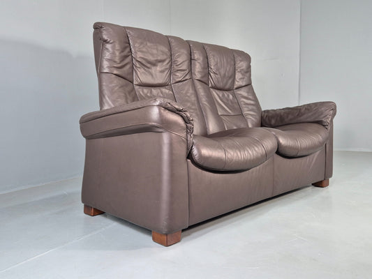 Vintage Stressless 2 Seat Sofa Brown Leather Buckingham Range 1990s  Eb13055