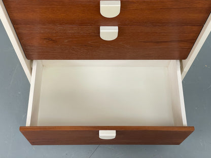 Vintage Chest Of Drawers 1970s Teak White Retro Chunky Handles EB12070