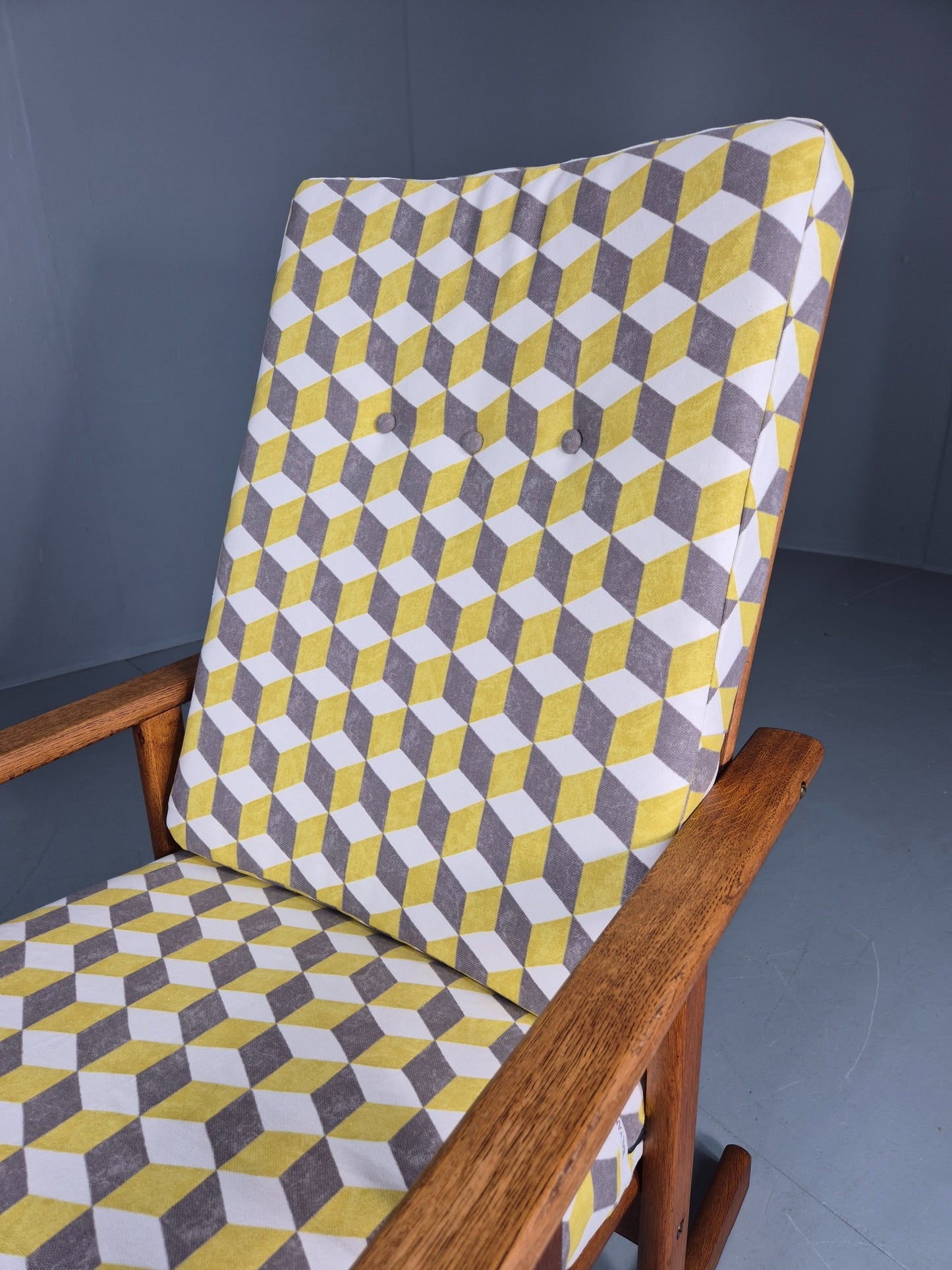 Vintage Mid Century Oak Lounge Chair Jorgan Baekmark Design New Upholstery 12042