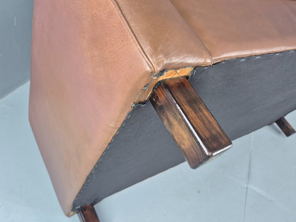 Vintage 2 Seater Leather Settee 1970s Thams Buffalo Leather Retro MCM EB12378
