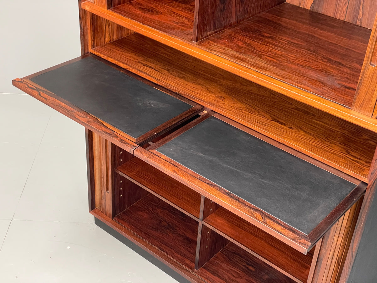 Vintage Danish Wall Unit Mid Century 1960s Tambour Shelving Cabinet Retro 13102