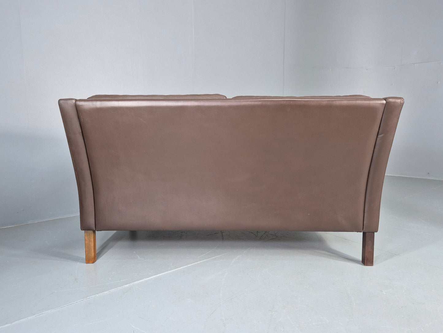 Vintage Mid Century 2 Seater Sofa Brown Leather Danish 1970s Retro MCM EB12468