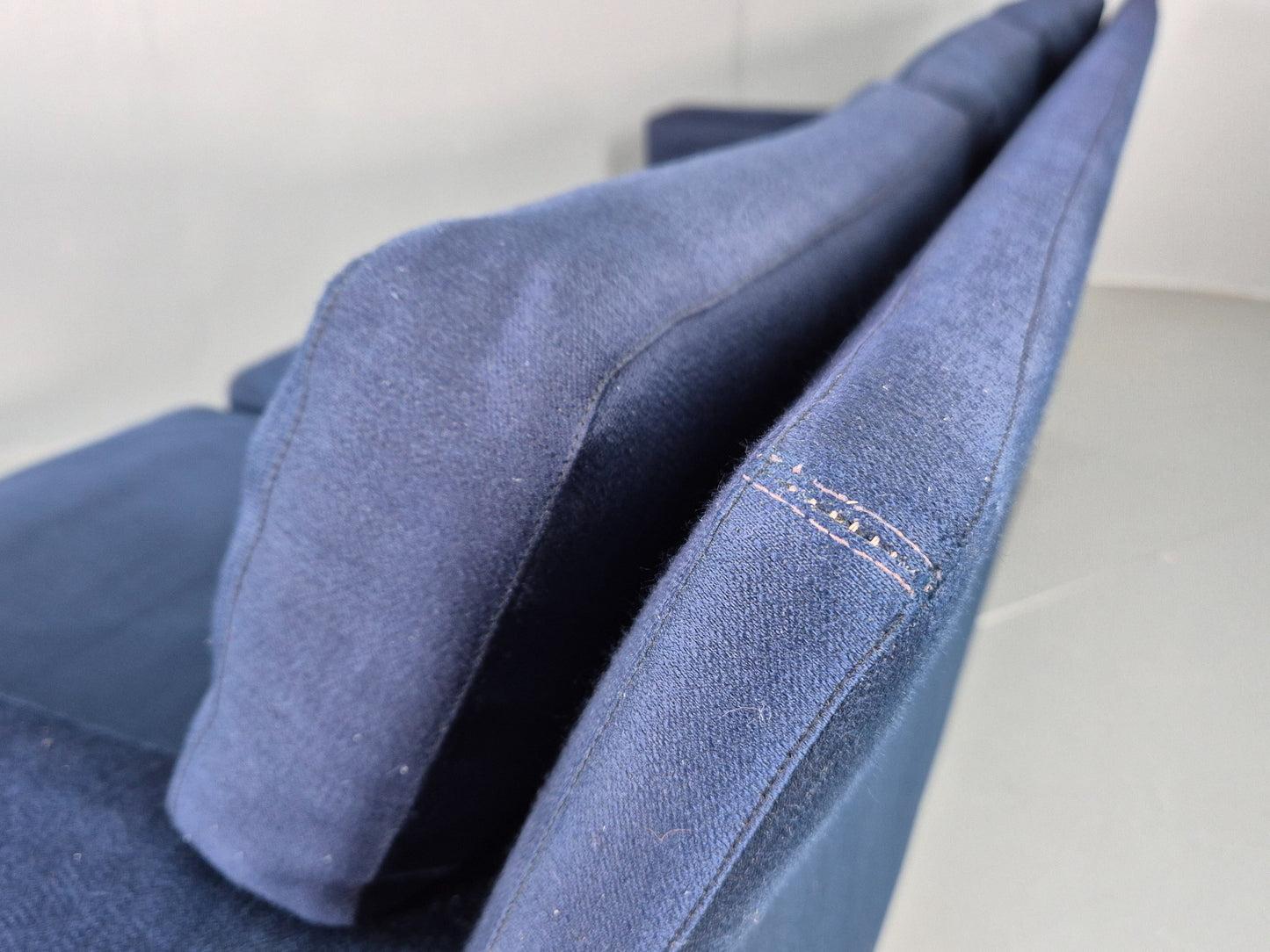 Vintage 3 Seater Sofa Mid Century Danish Dark Blue Wool Retro 1960s  EB12230