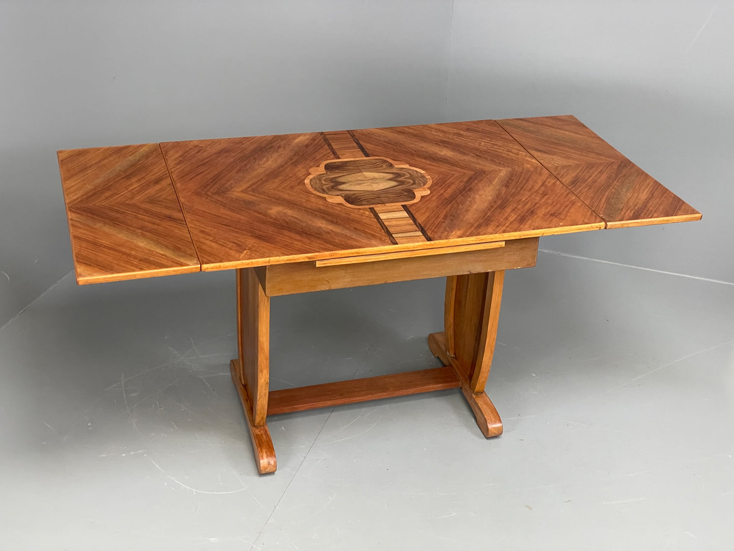Art Deco Dining Table By Davant 1950s Walnut Extending Vintage Retro EB12216