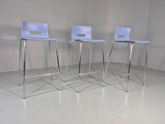 3 Modern Design Bar Stools Allermuir Casper Low Back Blue EB13000