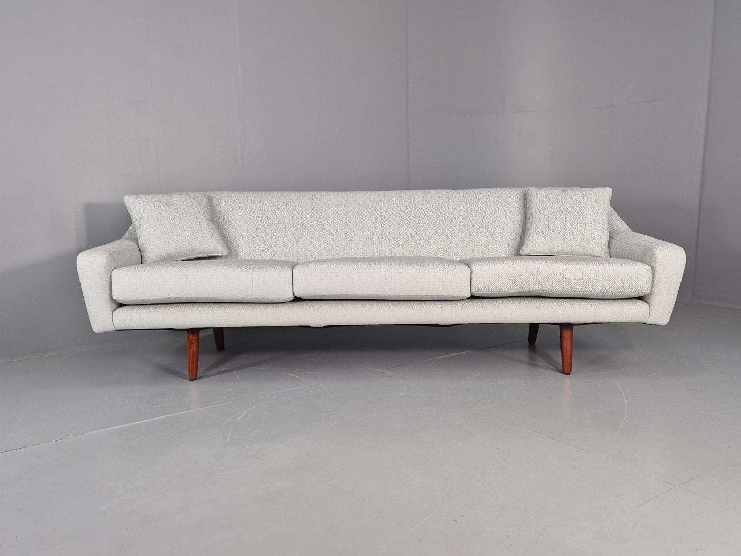 Vintage Mid Century 3 Seat Sofa New Upholstery Teak Legs 1960s EB12169