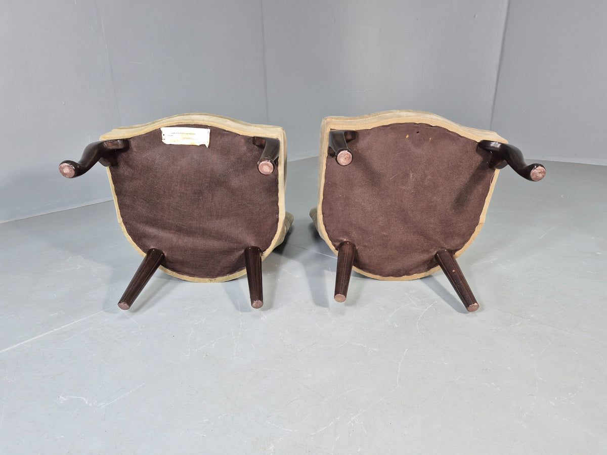 2 Vintage Cocktail Chairs Cabriole Leg light Green Retro EB13133
