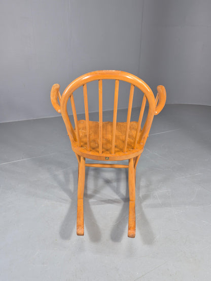 Vintage Ercol Rocker Blonde Wood Blue Badge 1960s Retro EB12308