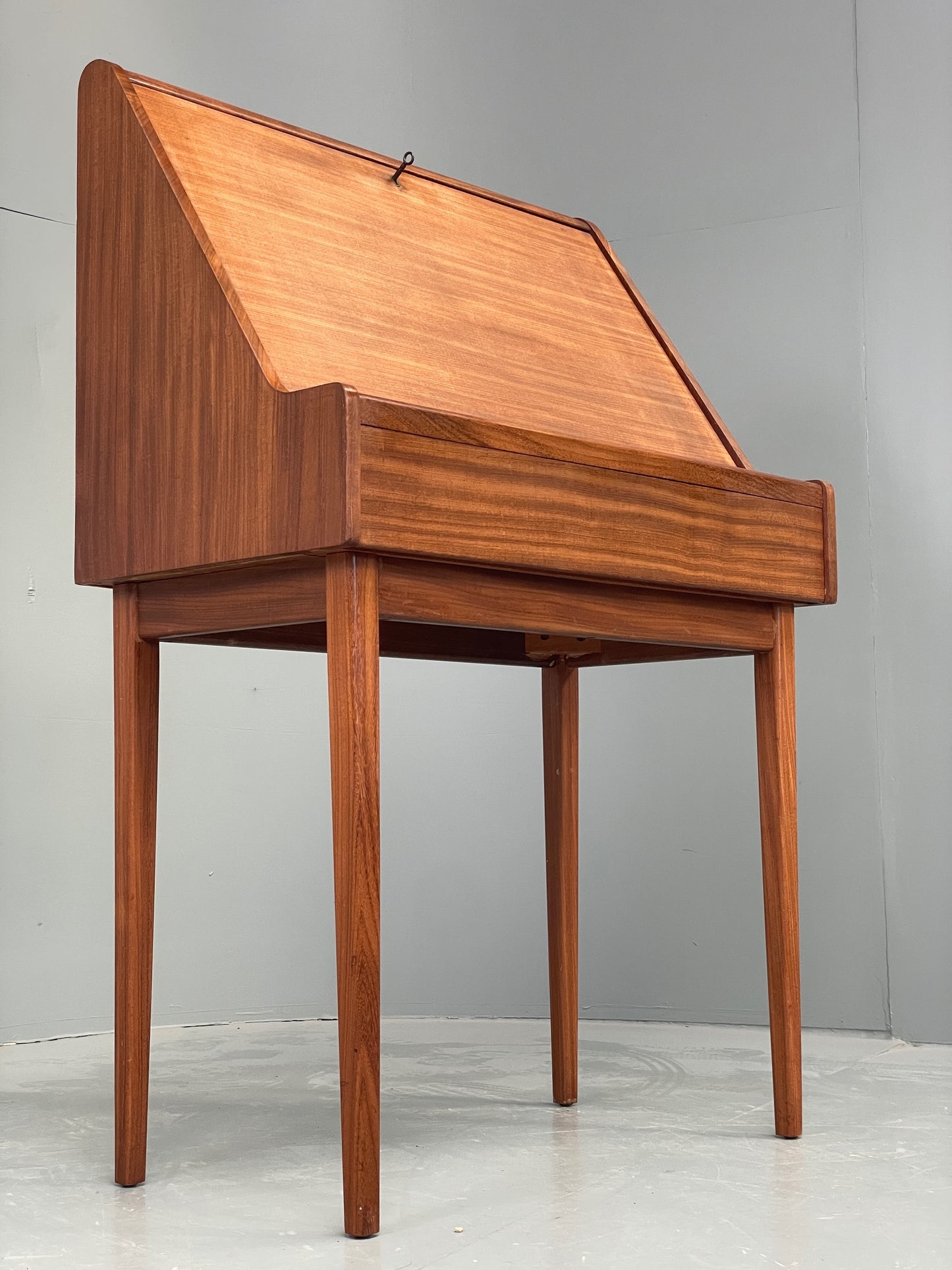Vintage Teak Writing Desk 1950s Mid Century Retro Drop Door Solid Legs EB12295