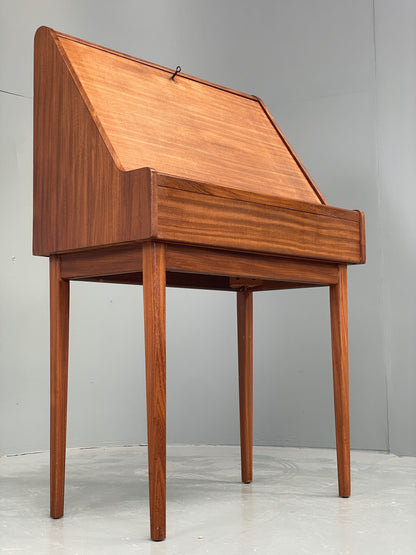 Vintage Teak Writing Desk 1950s Mid Century Retro Drop Door Solid Legs EB12295