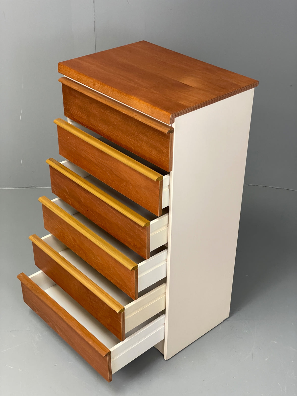 Vintage 1960s Teak Chest Of Drawers Tallboy Mid Century White Retro EB12959