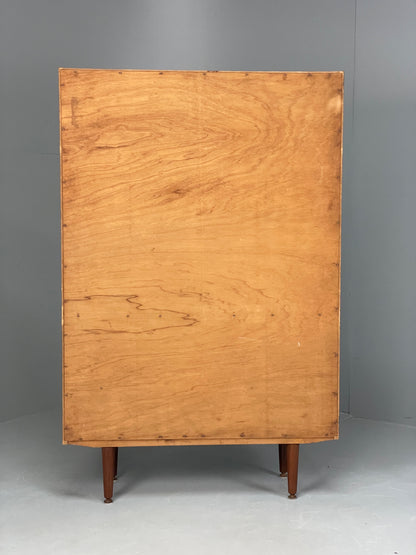 Vintage 1960s Teak Bookcase Mid Century Retro Glazed Mirrored Shelving EB13113