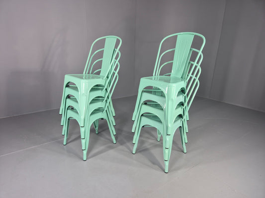 8 Mint Green Tolix Stlye Stacking Chair VG Condition Vintage Industrial EB12578