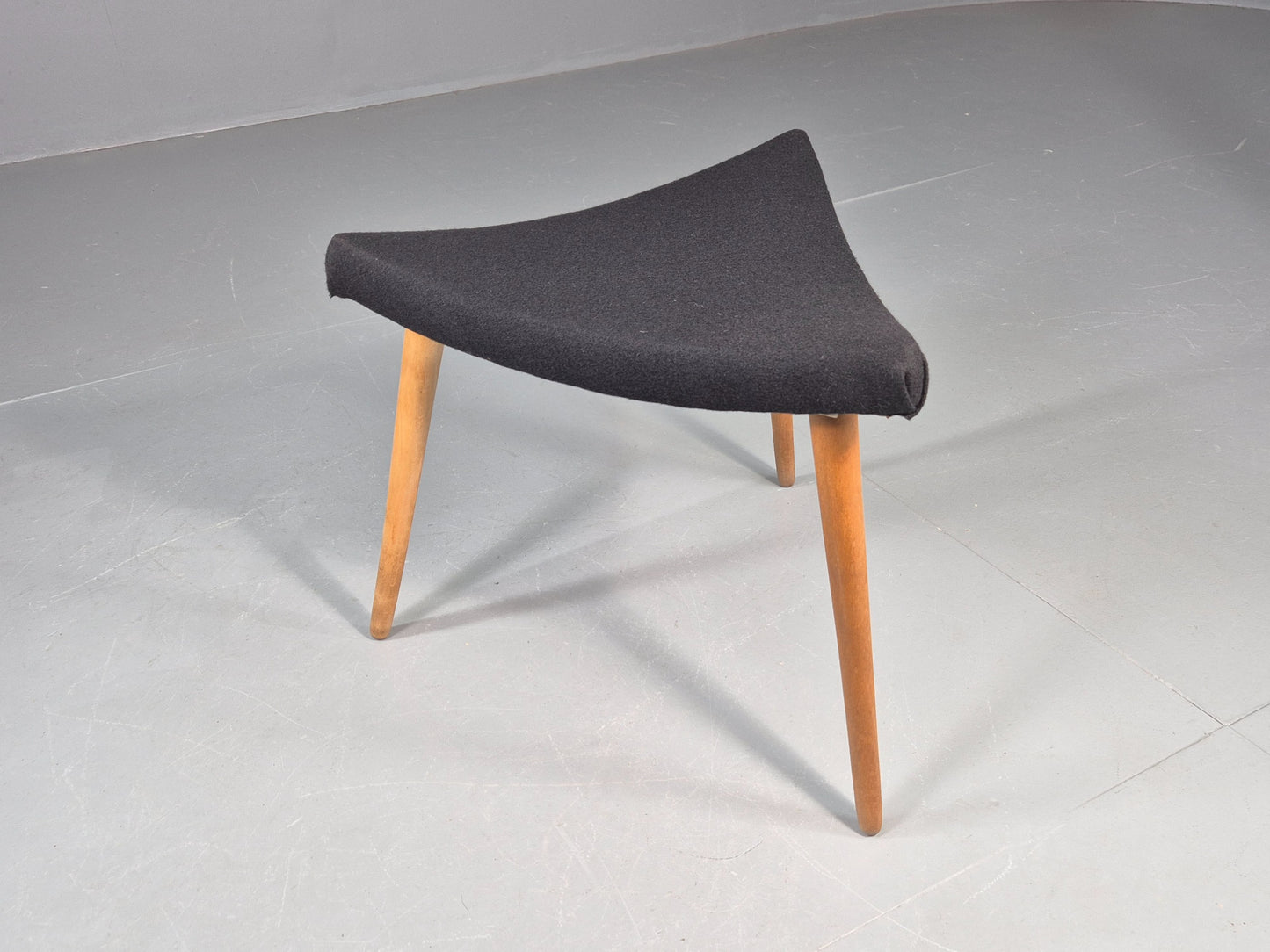 Vintage Danish Mid Century Footstool Triangular Black Cloth 1960s Retro EB12154
