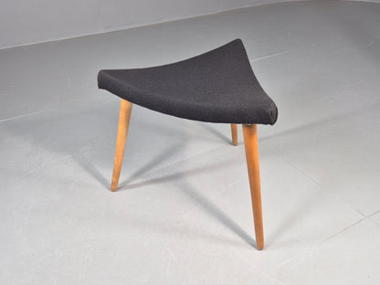 Vintage Danish Mid Century Footstool Triangular Black Cloth 1960s Retro EB12154