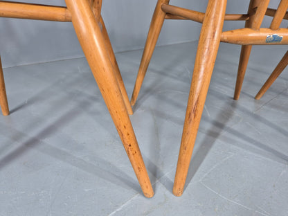 4 Ercol 391 Dining Chairs in Blonde Wood 1960s Retro MCM EB12549