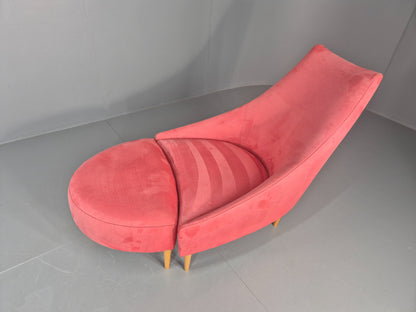 Vintage Silencio Chair and Footstool Pink Velvet Design Richard Ferrer  EB11943