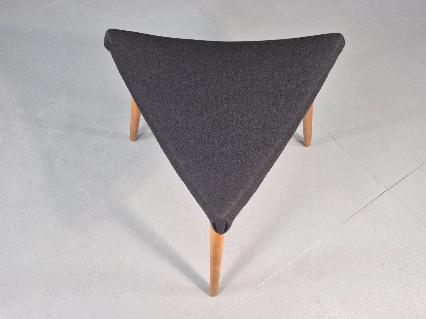 Vintage Danish Mid Century Footstool Triangular Black Cloth 1960s Retro EB12154