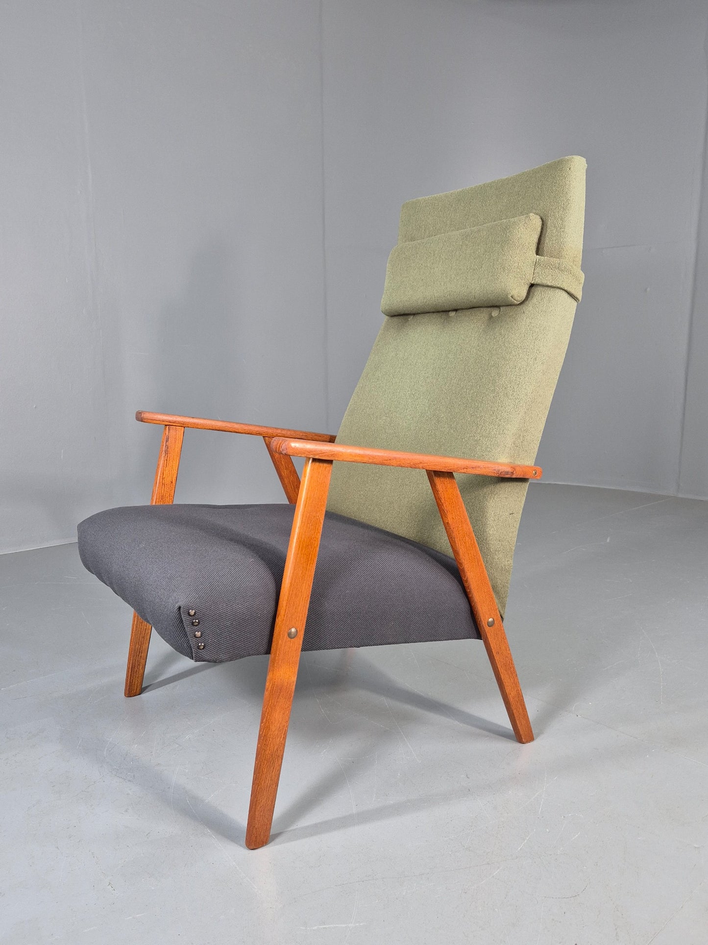 Vintage Mid Century Danish Lounge Chair Teak Frame High Back 1960s Retro EB12125