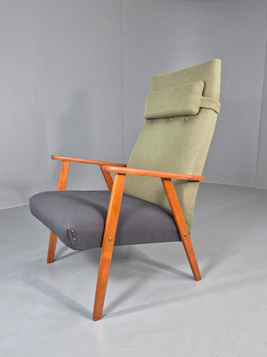 Vintage Mid Century Danish Lounge Chair Teak Frame High Back 1960s Retro EB12125