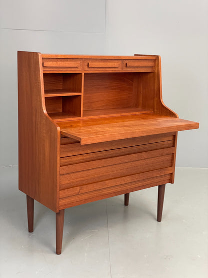 Vintage Teak Bureau Desk By Reoval 1960s Danish Mid Century Drawers EB12367