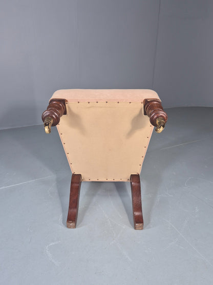 Vintage Slipper Chair Edwardian Antique Cream Cotton Oak Frame EB13125