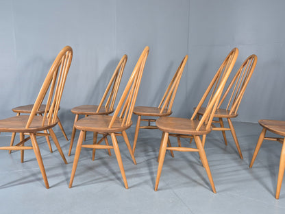 8 Ercol Windsor Quaker Highback Dining Chairs 1970s Retro MCM Eb13054