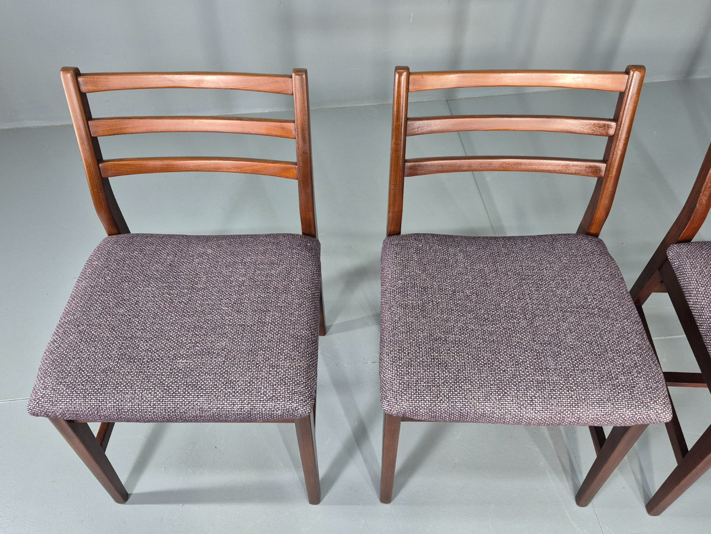 4 Vintage Teak Dining Chairs 1960s Mid Century with New Upholstery Retro EB11765