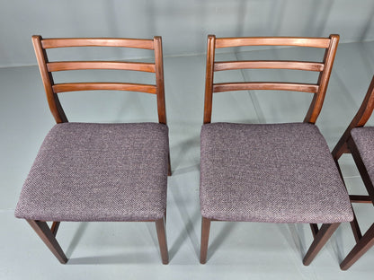 4 Vintage Teak Dining Chairs 1960s Mid Century with New Upholstery Retro EB11765