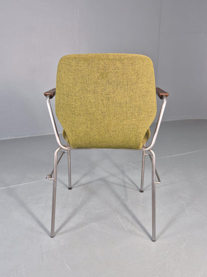 Vintage Mid Century Office Chair Danish Duba Green, Steel and Teak 1970s EB07907
