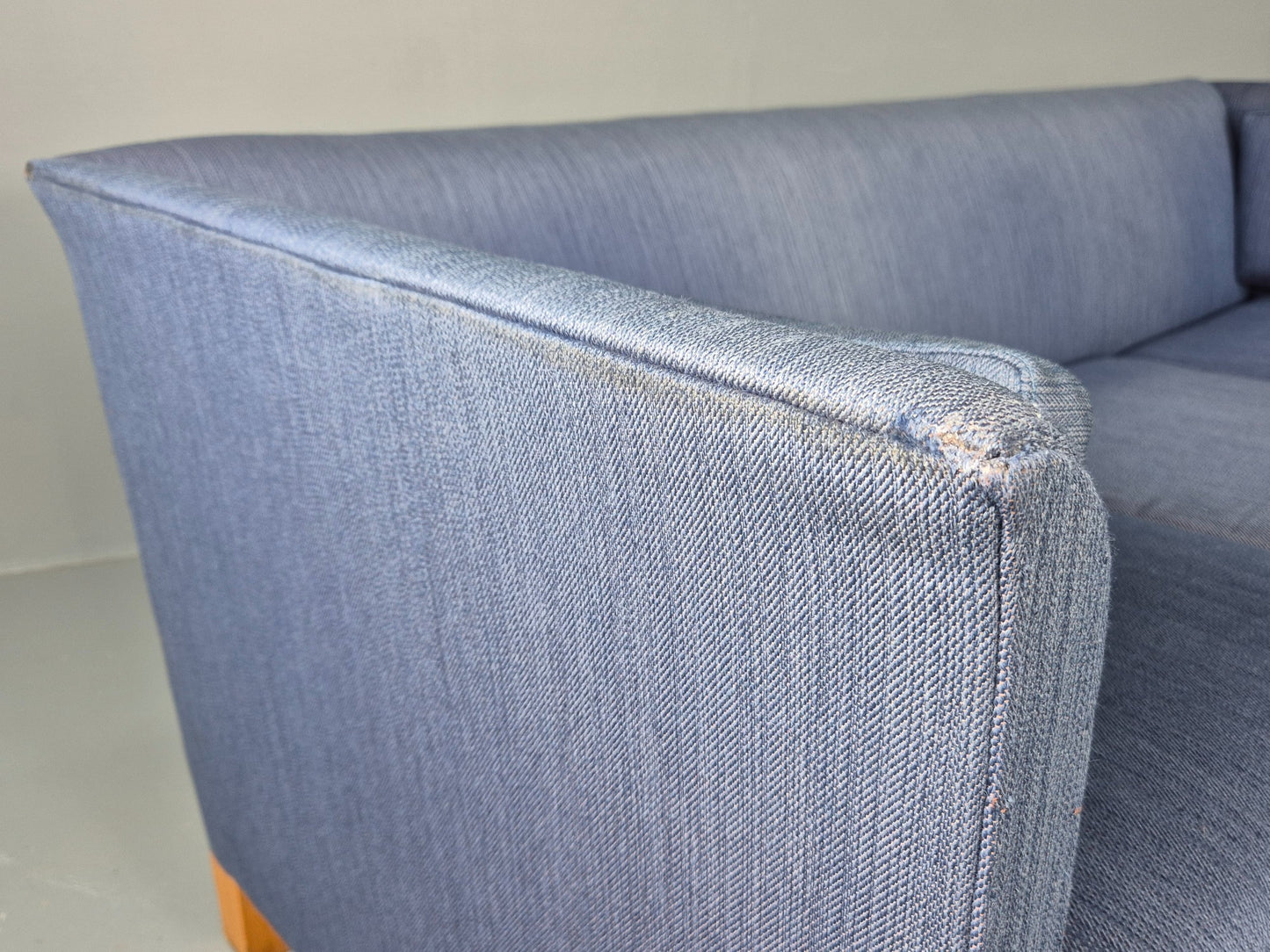 Vintage Danish Mid Century 3 Seater Sofa Original Blue Wool 1950s Retro EB12371