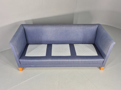 Vintage Danish Mid Century 3 Seater Sofa Original Blue Wool 1950s Retro EB12371