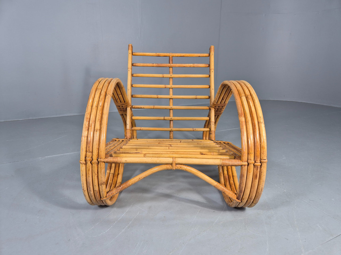 Vintage Bent Bamboo and Rattan Lounge Chair Rohe Noordwolde MCM Retro Eb12591