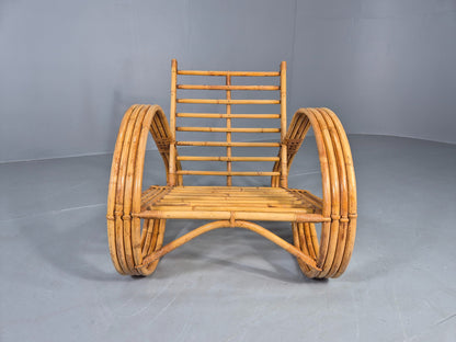 Vintage Bent Bamboo and Rattan Lounge Chair Rohe Noordwolde MCM Retro Eb12591