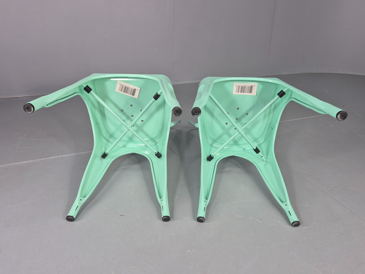 8 Mint Green Tolix Stlye Stacking Chair VG Condition Vintage Industrial EB12578
