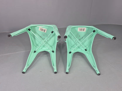 8 Mint Green Tolix Stlye Stacking Chair VG Condition Vintage Industrial EB12578