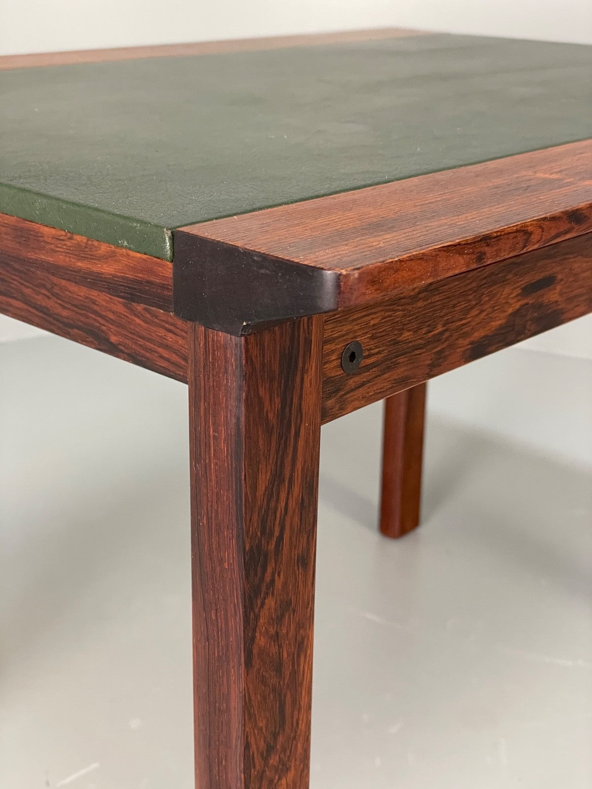 Vintage 1960s Side Table By Hans Olsen Sweden Green Leather Top EB11186