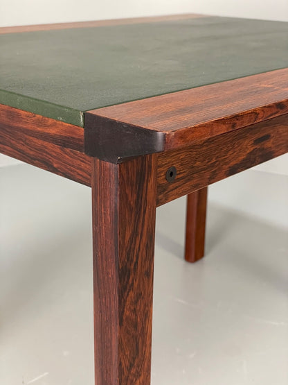 Vintage 1960s Side Table By Hans Olsen Sweden Green Leather Top EB11186