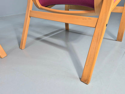2 Vintage Bentwood Lounge Chairs Finn Ostergaard Pink Wool Retro EB12143